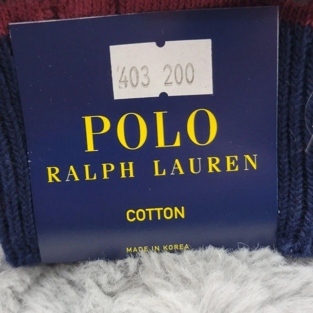Polo Ralph Lauren Socks Mens 10-13 Green Rugby Stripe Pony Cable Knit Mid Calf